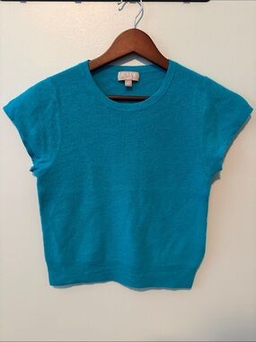 J. Crew Bright Teal Short Sleeve Cashmere Sweater